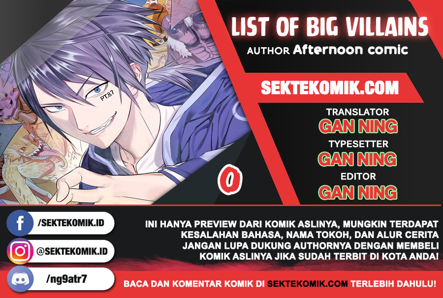 List of Big Villians Chapter 0