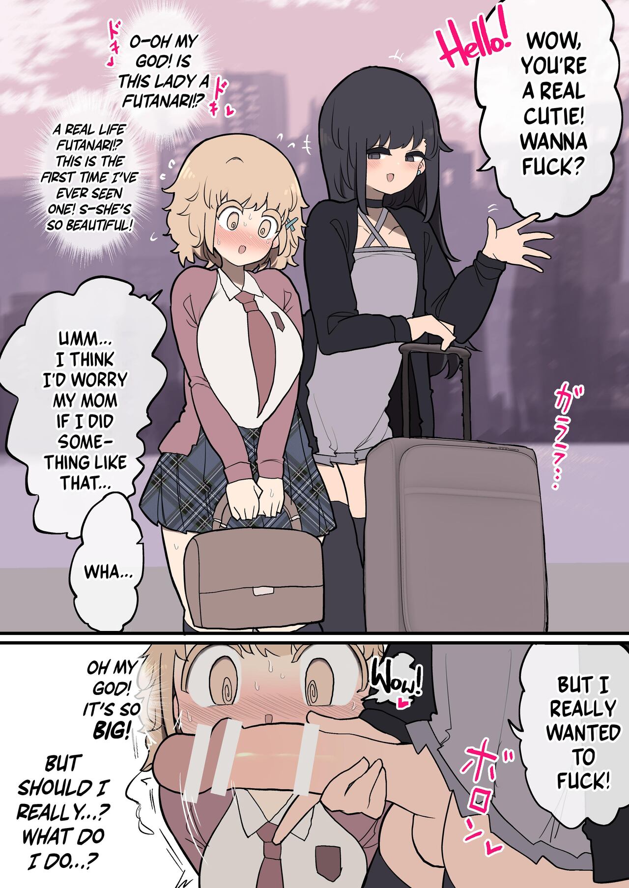 Insta-Corrupted Foreigner Fawns Upon A Handsome Futanari Girl's Dick