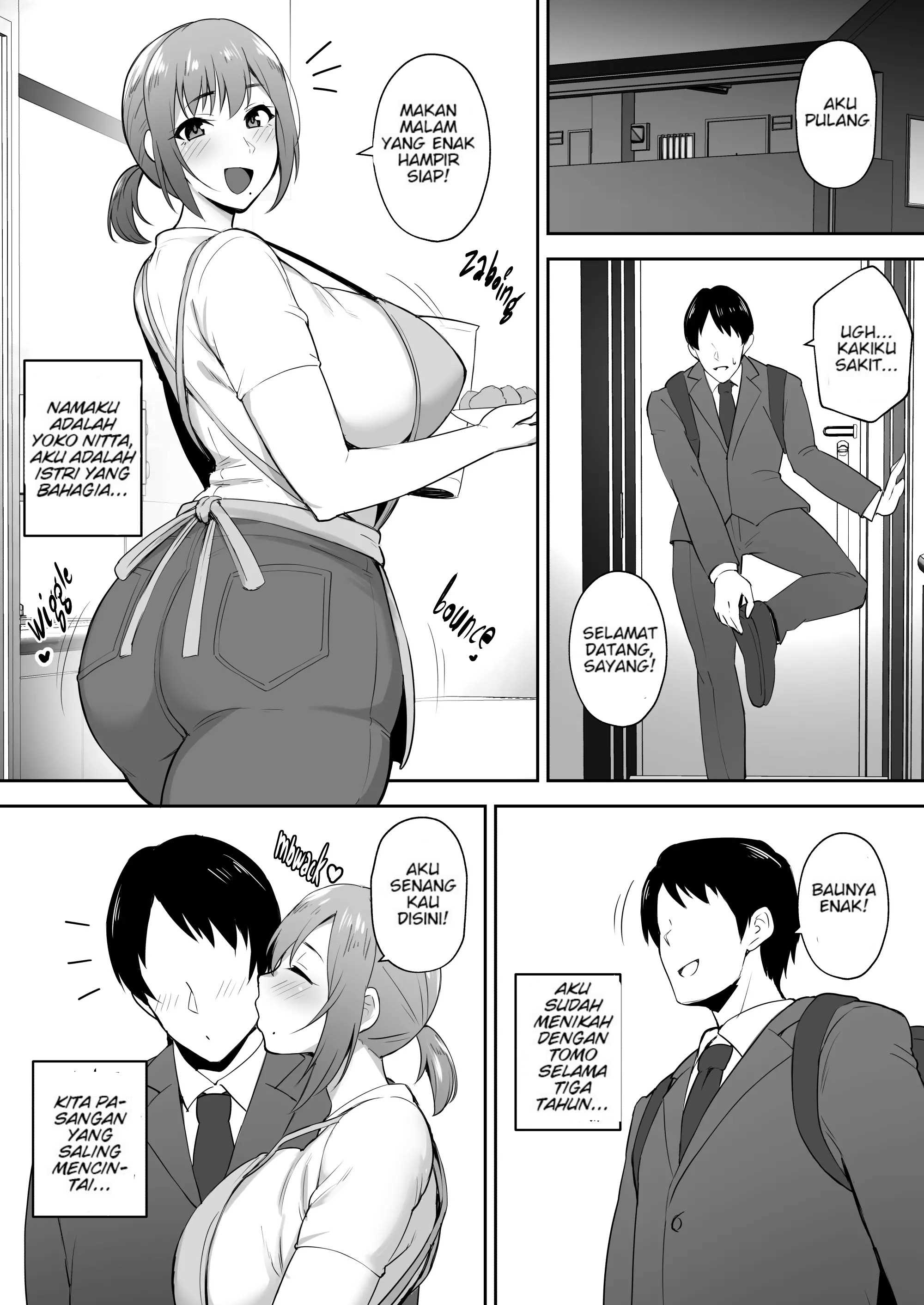 Netorareta Bakunyuu Genki Zuma Youko -Kaji Daikou saki de Toshishita Celeb no Onaho Zuma ni Saremashita- Chapter 1